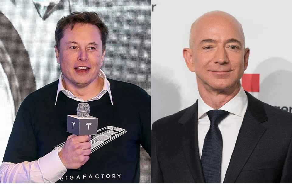 Tesla chief Elon Musk (left) and  Amazon boss Jeff Bezos (right) are among celebrity pictures most used to defraud customers at NatWest, one of Britain’s biggest banks.