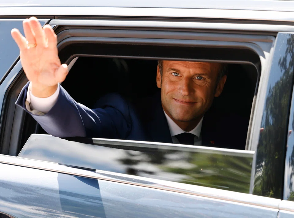 French President Emmanuel Macron’s Ensemble (Together) alliance was projected by four firms to win between 225 and 310 seats in the second round of voting on June 19.