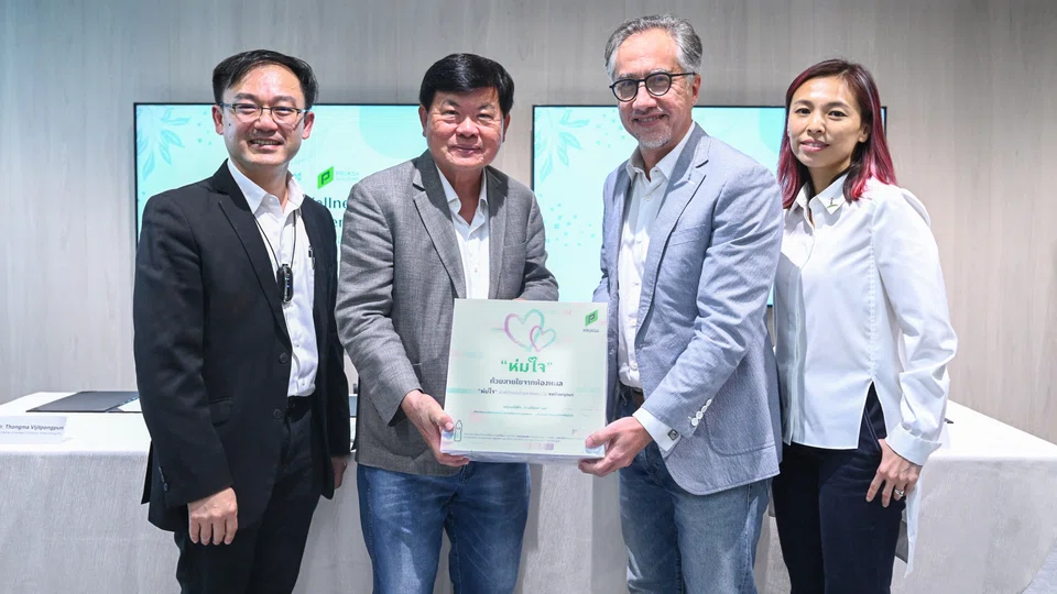 CapitaLand Investment's partnership with Thai developer Pruksa Holding is expected to add S$1 billion to its funds under management. Above (from left): PSH vice-chairman Thongma Vijitpongpun, PSH group CEO Uten Lohachitpitaks, CLI CEO for South-east Asia Investment Patricia Goh, and CLI group CEO Andrew Lim.