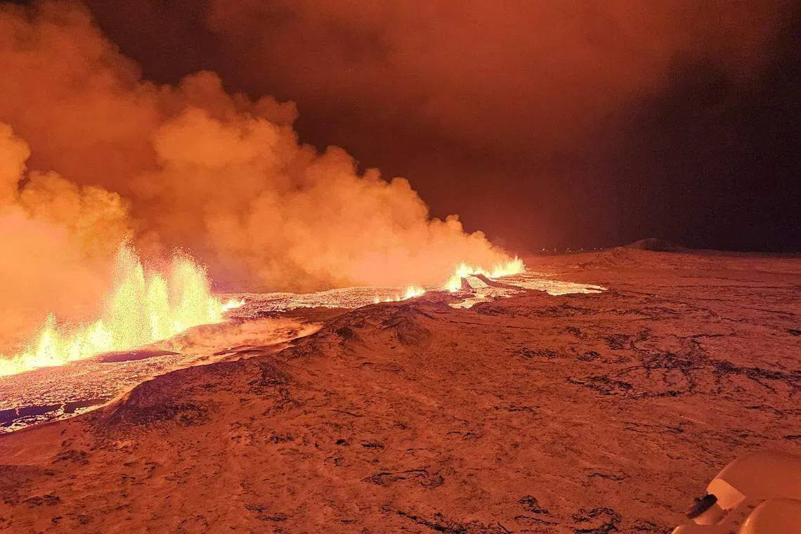 The lava flows being observed prior to Monday’s rupture are fissure eruptions that do not produce ash and are located further away from inhabited areas and infrastructure.
