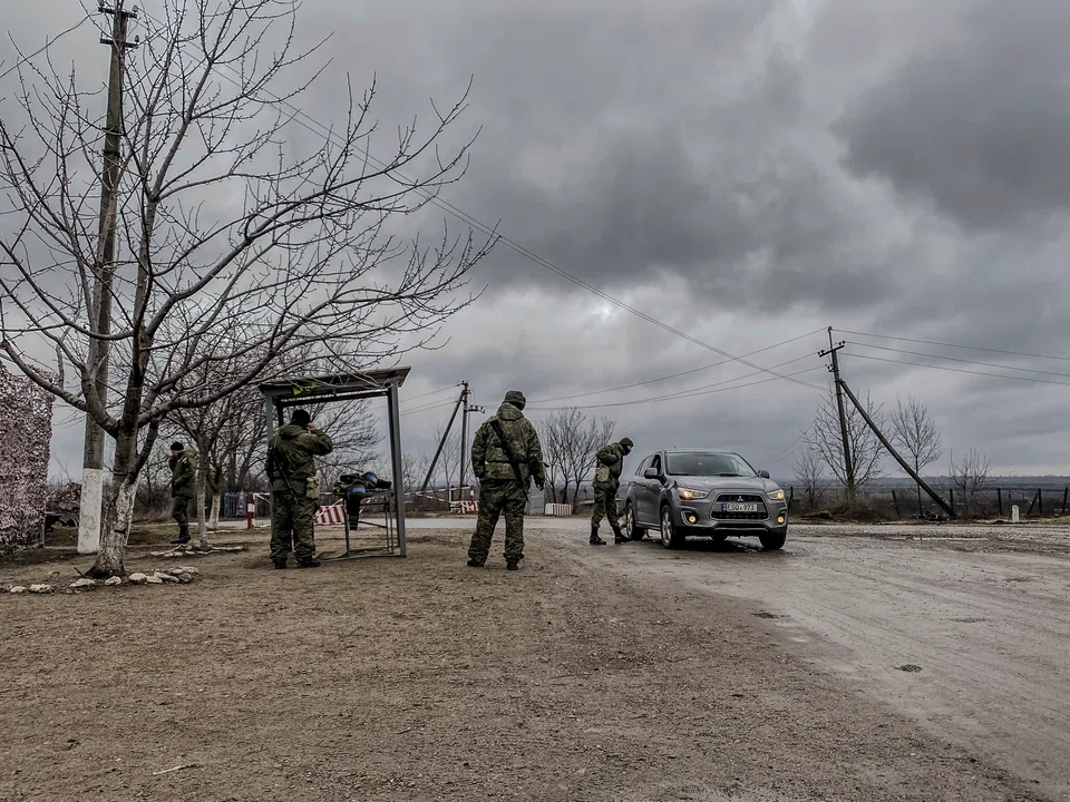 Russian troops at the entrance to the village of Varnita, in Transnistria. Full control of southern Ukraine would improve Russian access to Moldova’s pro-Russian breakaway region of Transdniestria, which borders Ukraine.