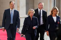“We are ready to form a government as quickly as possible,” Giorgia Meloni (centre) said earlier on Friday.