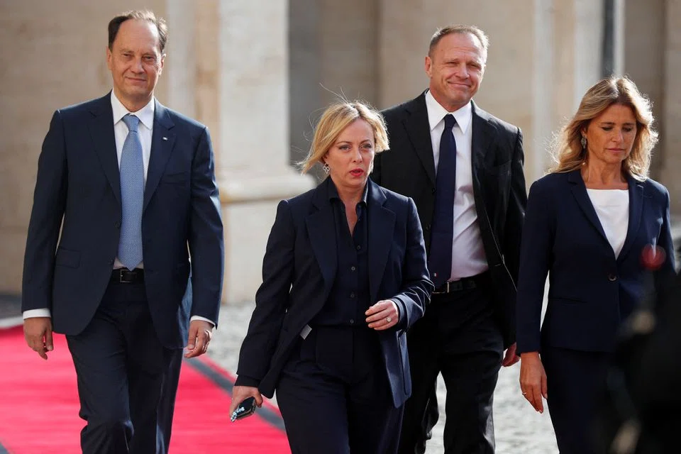 “We are ready to form a government as quickly as possible,” Giorgia Meloni (centre) said earlier on Friday.