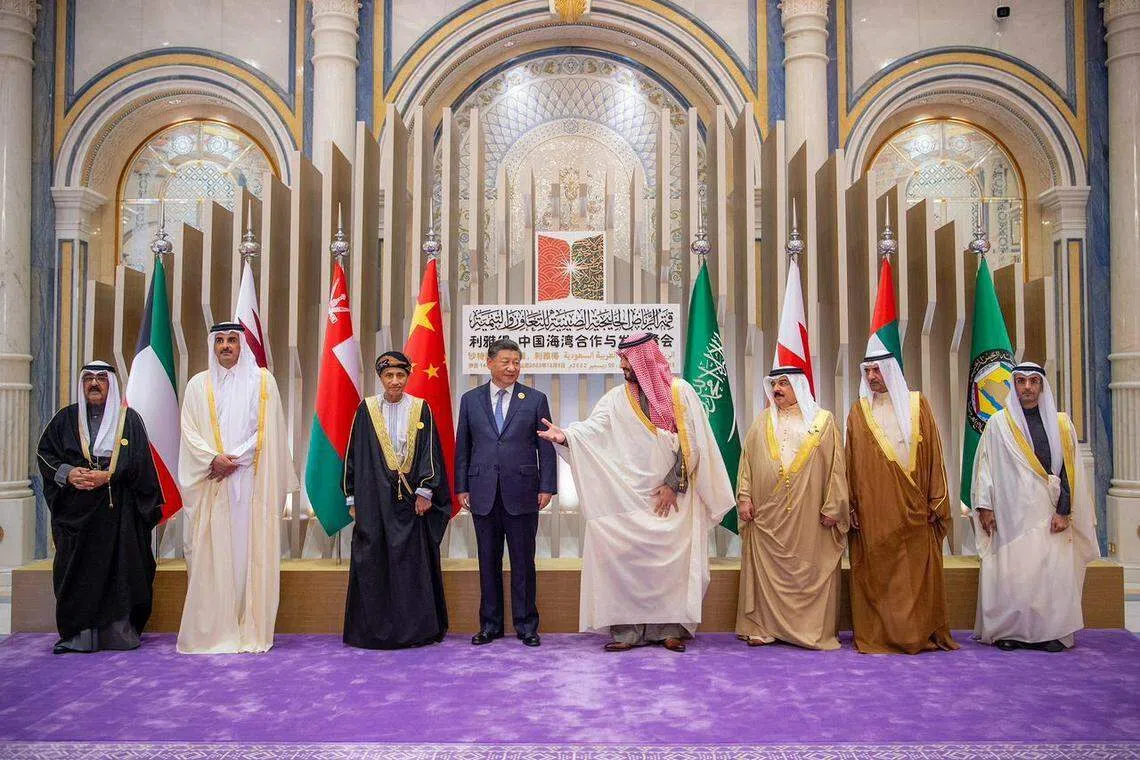 Chinese President Xi Jinping and Arab leaders pose for a group photo during the China-Arab summit in Riyadh.