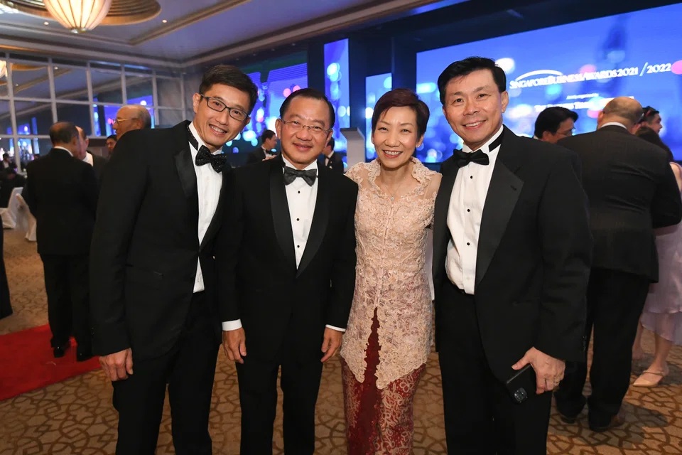 From left: Teo Ser Luck, president of ISCA; Seah Kian Peng, group CEO of NTUC Enterprise Co­operative and NTUC FairPrice Co­operative; Minister Grace Fu and Lee Yi-­shyan, board member, SPH Media Group.