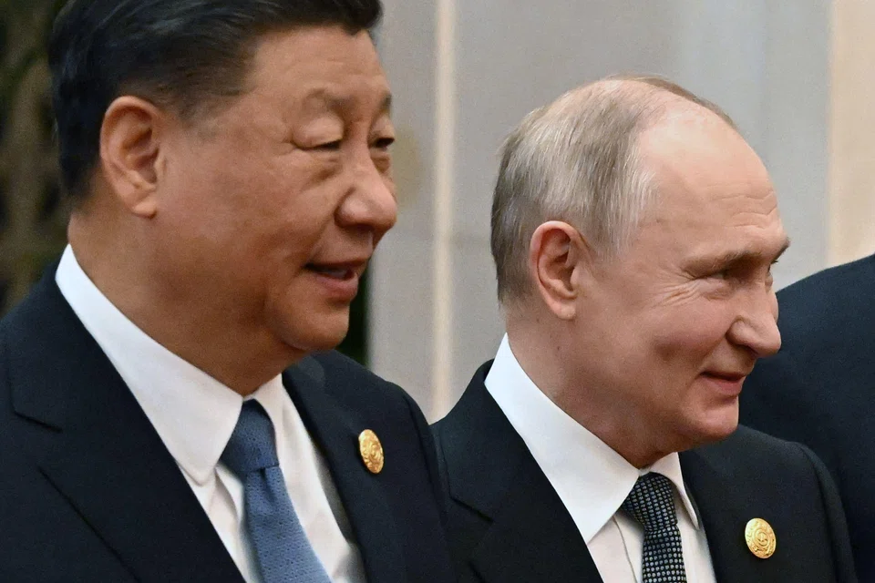Chinese President Xi Jinping and Russian President Vladimir Putin at the third Belt and Road Forum for International Cooperation in Beijing, China on Oct 18, 2023. 