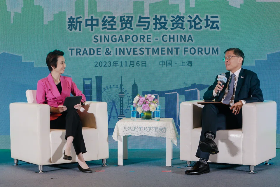 Minister of State for Trade and Industry Low Yen Ling (left) in conversation with CEO Singapore Business Federation Kok Ping Soon. Low shared insights on how Singapore and China can forge stronger economic ties in areas of sustainability, digital economy and e-commerce. PHOTO: SINGAPORE BUSINESS FEDERATION