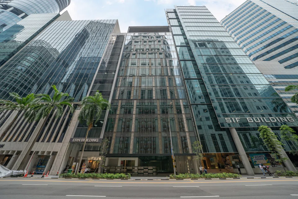Three floors of the downtown office building are up for sale at S$18.2 million per floor.