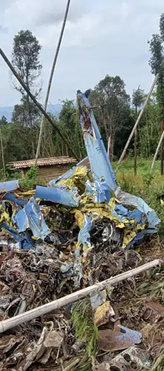 The wreckage of a Sit-Tat Fighter Jet that crashed following clashes between the military and an insurgent group in neighbouring Kayah state.