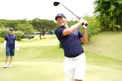 Former England and Tottenham Hotspur striker Teddy Sheringham in action at the AIA Better Lives Fund charity golf event at Tanah Merah Country Club. The tournament and a charity dinner raised more than S$370,000 for a good cause. 