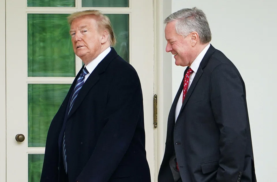 Former US President Donald Trump (left) said he hoped Mark Meadows (right) — his final White House chief of staff and a co-defendant in a sweeping racketeering indictment in Georgia stemming from efforts to thwart the 2020 election — was still “loyal” to him.