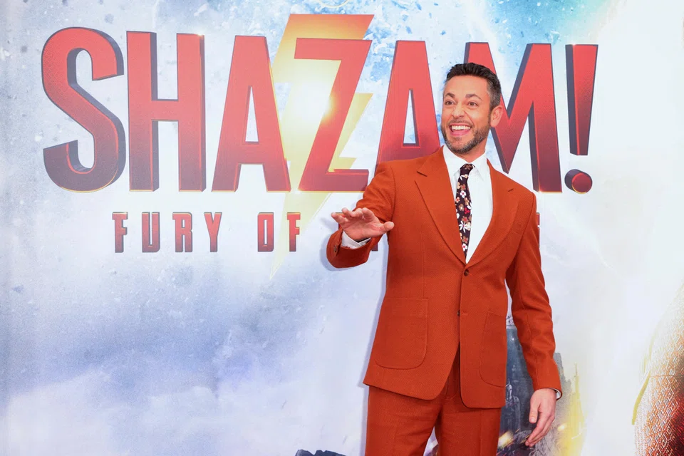 Zachary Levi attending the world premiere of "Shazam! Fury of the Gods" in Los Angeles on Mar 14. 