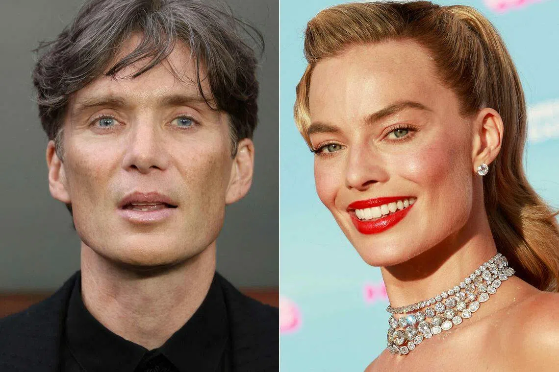Oppenheimer, starring Cillian Murphy (left), is leading wins over Barbie, which has Margot Robbie (right) playing the titular doll.