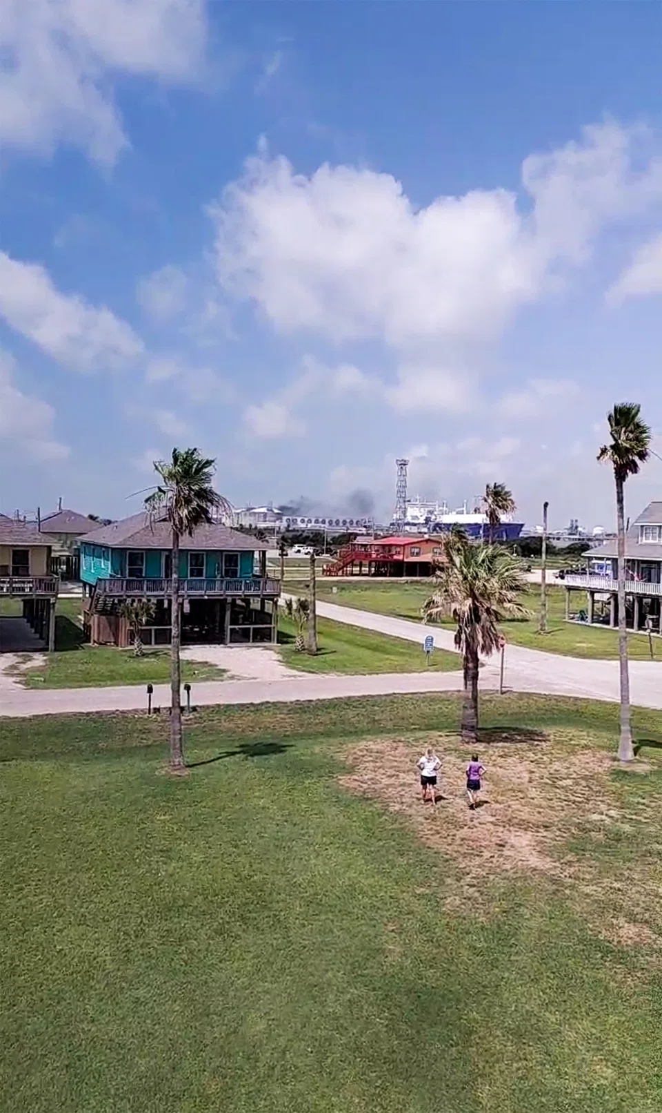 Smoke billows from the Freeport LNG plant in Quintana, Texas on June 8.