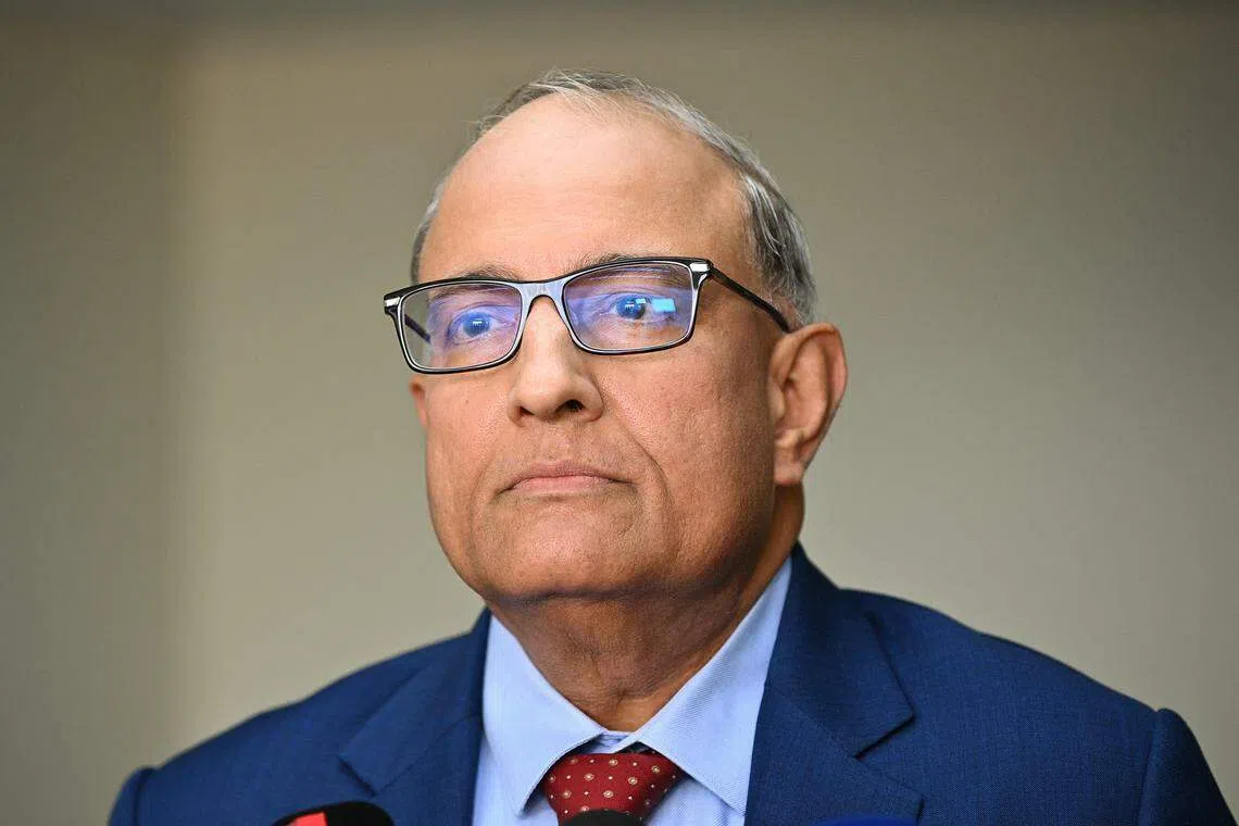 Mr S Iswaran, Minister for Transport and Minister-in-charge of Trade Relations, during a media doorstop after the Ribbon-Cutting Ceremony of Singapore Airshow 2022 at Changi Exhibition Centre on Feb 15, 2022.