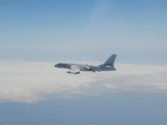 A Chinese PLA Xian H-6 jet bomber, following the incursion of 52 Chinese PLA military aircrafts into Taiwan’s ADIZ on Oct 4, 2021. More than 20 Chinese military planes flew into Taiwan’s air defence zone on Tuesday, officials in Taipei said.