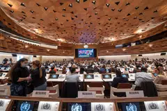 Delegates gathering on the opening day of 75th World Health Assembly of the World Health Organization (WHO) in Geneva on Sunday (May 22). 