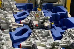 The e-GMP electric engine assembly line at the carmaker Stellantis engines factory in Tremery near Metz, France.