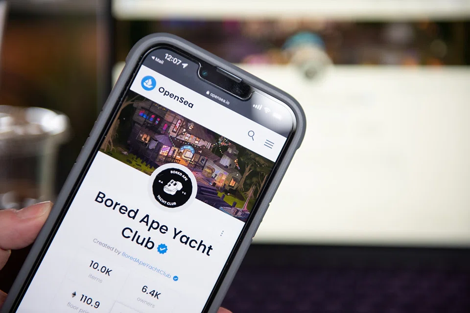 The Bored Ape Yacht Club NFT collection on the OpenSea marketplace.