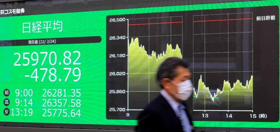 The Nikkei index opened lower on Friday after US stocks plunged on renewed anxiety over rising interest rates.