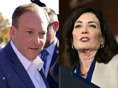Congressman Lee Zeldin, Republican candidate for governor of New York (left) and New York Governor Kathy Hochul (right). Few expected New York to figure among the political battlegrounds ahead of Tuesday's crucial vote, but Democrats are scrambling as a Trump-backer gains substantial ground statewide and pivotal races narrow. 
