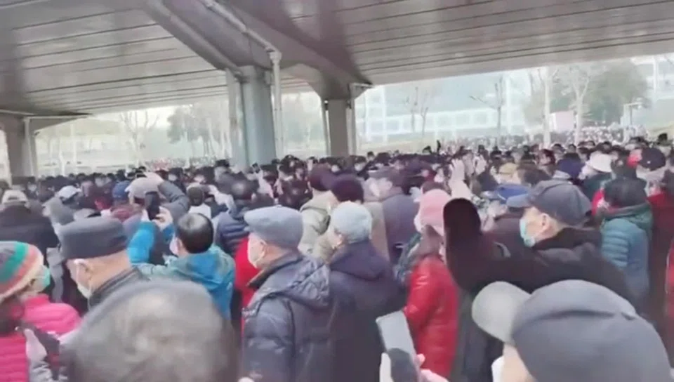 The retirees were protesting local reforms, including a recent cut to the monthly personal medical benefit allowance for retirees, from 260 yuan (S$50.7) per month to 83 yuan.