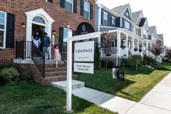 Prospective home buyers leaving a property for sale in a neighborhood in Clarksburg, Maryland on Sept 3, 2023. 