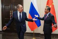 Russian Foreign Minister Sergei Lavrov meets with his Chinese counterpart Wang Yi in Denpasar on July 7, 2022. 