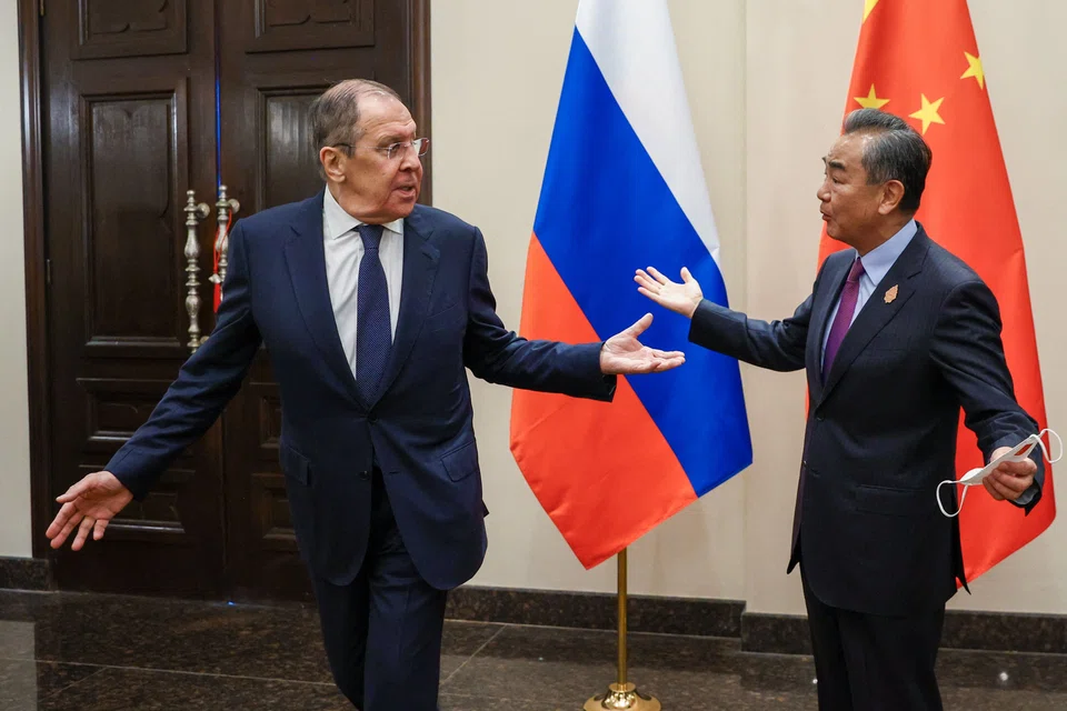 Russian Foreign Minister Sergei Lavrov meets with his Chinese counterpart Wang Yi in Denpasar on July 7, 2022. 