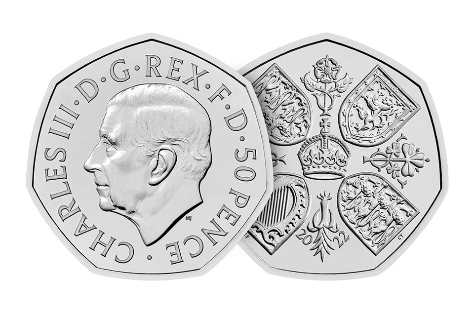 The new 50 pence piece features an effigy of Charles, who became king after the death of his mother Queen Elizabeth II in September.