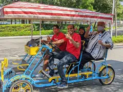 Staff volunteers from OCBC Bank on a ride out with seniors from Care Corner Singapore.