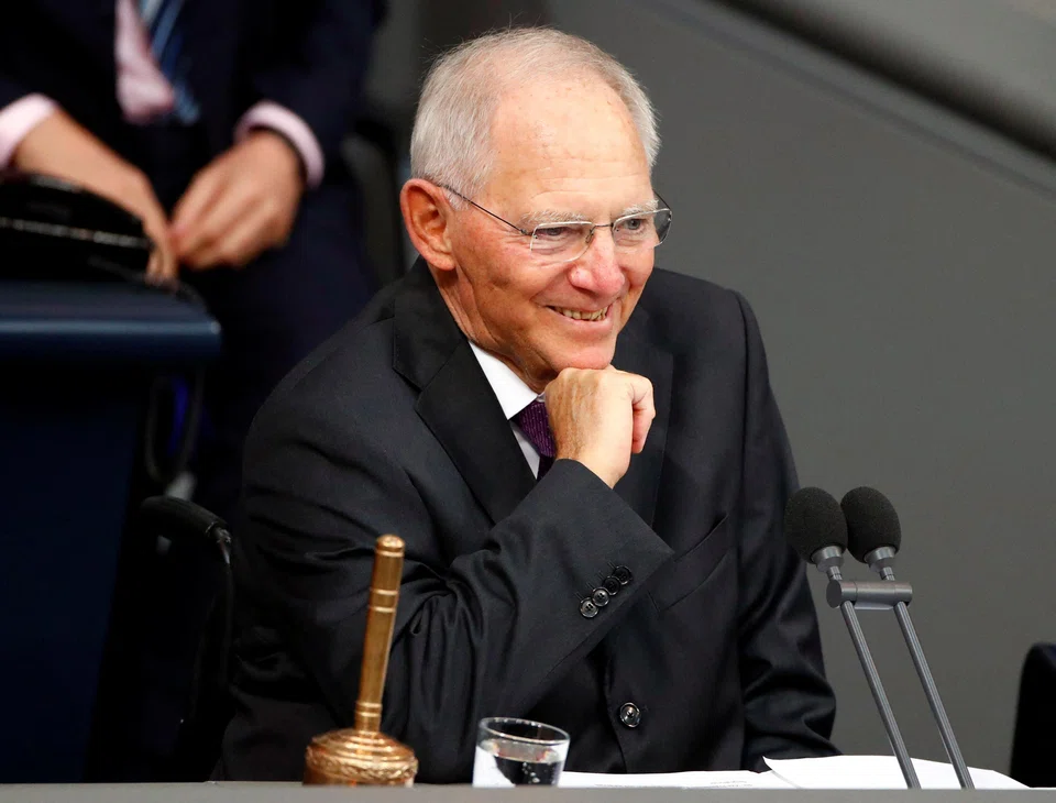 Wolfgang Schaeuble at the German lower house of parliament on Oct 24, 2017. He previously pulled the strings of Germany’s policy response to the eurozone crisis, securing support for three Greek bailouts.
