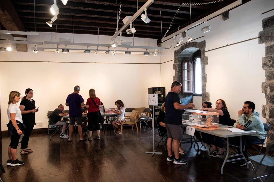At 2 pm Madrid time (8 pm Singapore time), turnout had reached almost 40.5 per cent, higher than the 37.9 per cent in the previous election in 2019, as Spaniards braved the summer heat to cast ballots. 