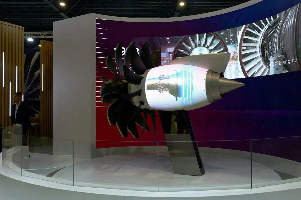 GE Aerospace booth at the Singapore Airshow in Feb 21, 2024. Operating earnings at GE Aerospace are forecast to reach US$10 billion by 2028, up from a maximum of US$6.5 billion expected this year. 