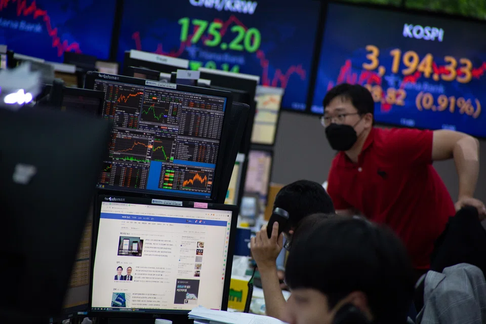 The benchmark Kospi ended down 38.12 points or 1.56 per cent at 2,411.42, after falling as much as 2.78 per cent in early trade.