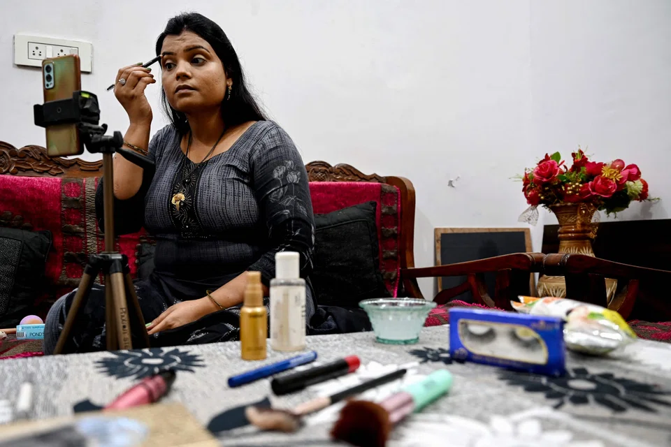 Kavita Jadon, 34, makes videos showing how to create ersatz concealers out of moisturiser and coffee grinds, at a fraction of the cost of name-brand products.