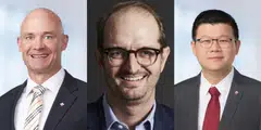 The new appointments of (from left) Anthony Boyd, Cameron Leggatt and Lim Hua Tiong will take effect from Feb 1, 2024.