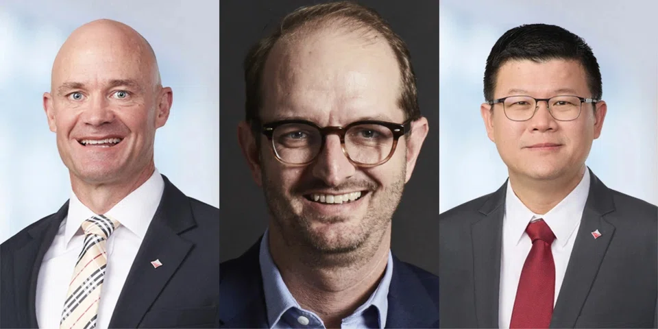 The new appointments of (from left) Anthony Boyd, Cameron Leggatt and Lim Hua Tiong will take effect from Feb 1, 2024.