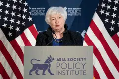 US Treasury secretary Janet Yellen speaks during an event hosted by the Asia Society Policy Institute in Washington, DC, Nov 2, 2023. 
