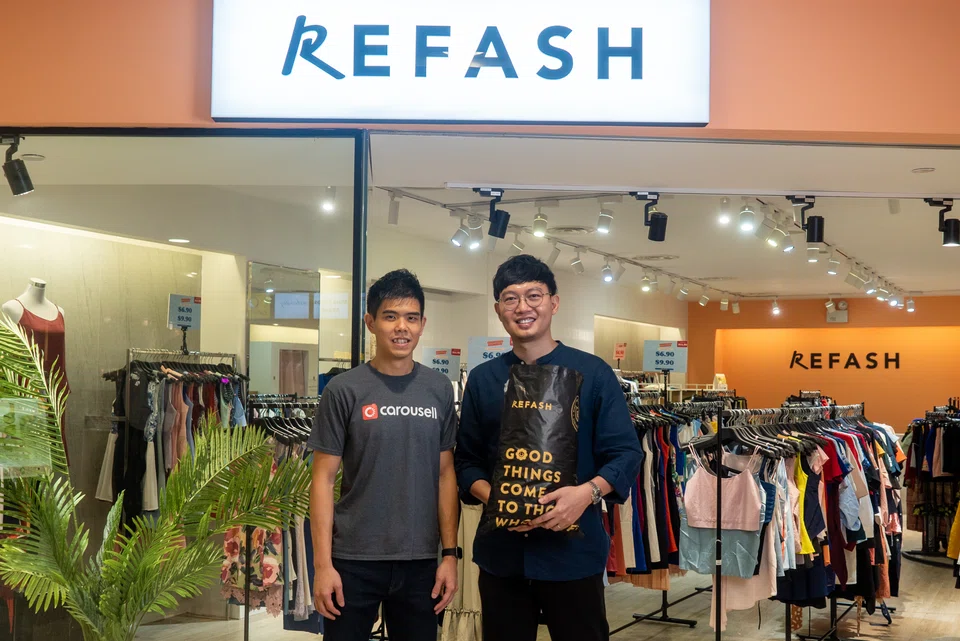 Quek Siu Rui, CEO and co-founder of Carousell (left) with Refash founder Aloysious Sng