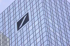 FILE PHOTO: Deutsche Bank's headquarters in the financial district of Frankfurt, Germany.  German financial watchdog BaFin is following up on indications that senior Deutsche Bank executives have been relying on messaging tools like WhatsApp and private e-mail accounts to conduct business, which can violate banking rules. 