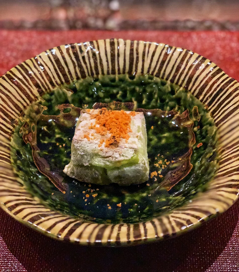 Grilled edamame tofu.