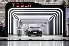 Tesla vehicles are displayed during the opening day of the Tesla 'Gigafactory' in Gruenheide near Berlin, Germany, 22 March 2022. 