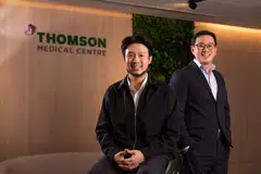 Thomson Medical Group's executive vice-chairman Kiat Lim (left) and CEO Dr Melvin Heng