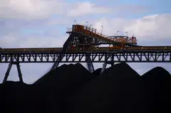 Coal being unloaded at the Ulan Coal mines in New South Wales, Australia. India has infrastructure-related stimulus packages that will drive demand for this blast-furnace fuel, which is crucial in the making of steel. 
