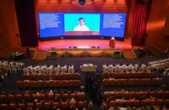 Myanmar's junta chief Min Aung Hlaing delivers a speech during a ceremony to mark the 8th anniversary of the Nationwide Ceasefire Agreement (NCA) in Naypyitaw on Oct 15.