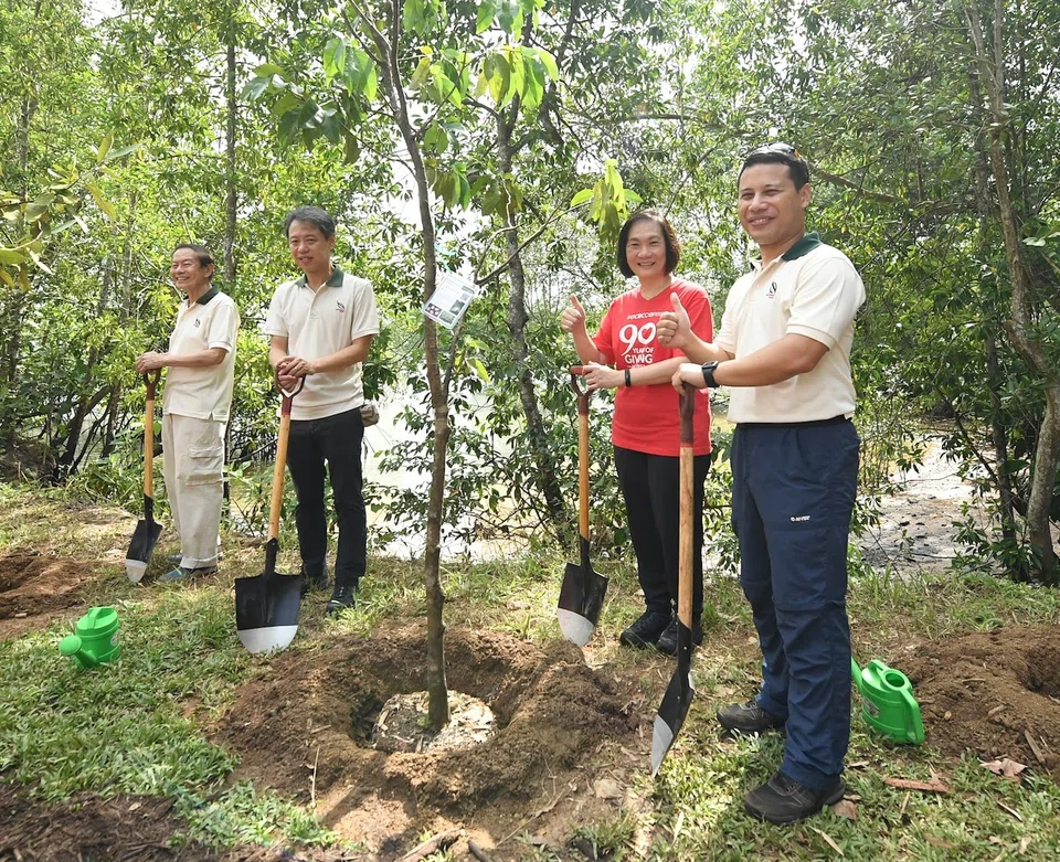From left: Prof Leo Tan, chairman of Garden City Fund,  Kenneth Er, CEO of NParks, Helen Wong, group CEO of OCBC Bank and Desmond Lee, Minister for National Development & Minister-in-charge of Social Services Integration.