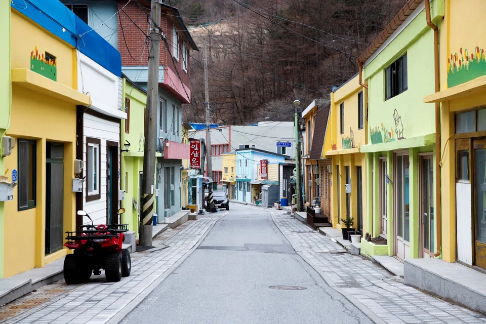 An empty village is seen near the tungsten mine in Gangwon Province, South Korea, March 31, 2022. 