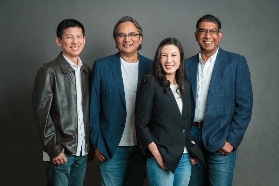 (from left) Leow Hsueh Huah, chief operating officer of MatchMove; Shailesh Naik, CEO of MatchMove; Yen Ti Lim, COO of Shopmatic; and Anurag Avula, CEO of Shopmatic.