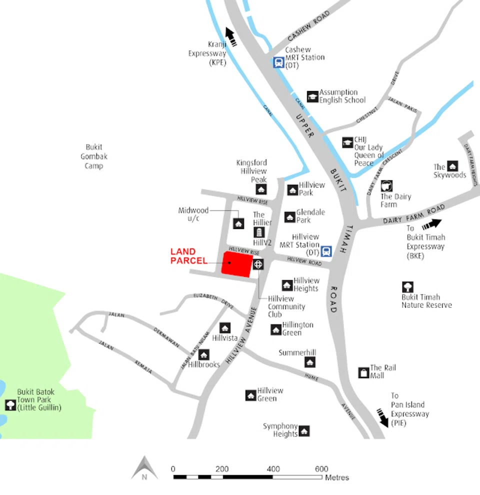 The Hillview Rise site spans an area of 10,395.2 sq m and has a maximum GFA of 29,107 sq m. 